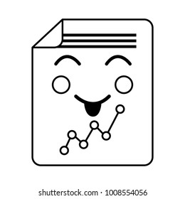happy graph chart kawaii icon image 