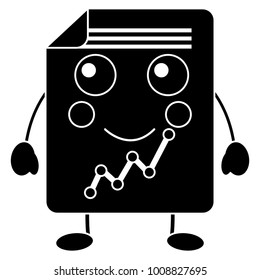happy graph chart kawaii icon image 