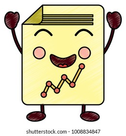 happy graph chart kawaii icon image 