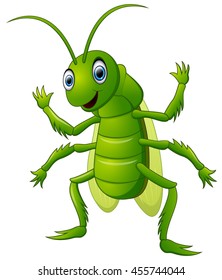 Happy grasshopper cartoon waving hand