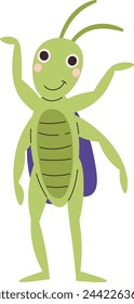 Happy Grasshopper Insect Vector Illustration