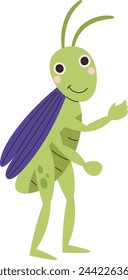 Happy Grasshopper Insect Vector Illustration