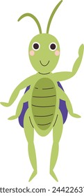 Happy Grasshopper Insect Vector Illustration