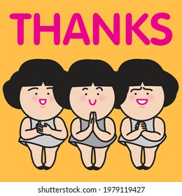Happy Grateful Girl With Her Set Of Thankful Gestures Concept Card Character illustration