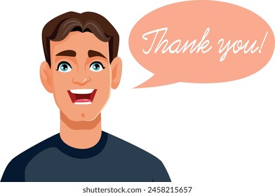 
Happy Grateful man Saying Thank You Vector Cartoon Design. Cheerful guy feeling grateful and polite 
