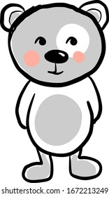 Oso gris feliz, ilustración, vector sobre fondo blanco.