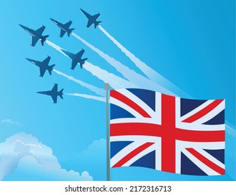 Happy! Great Britain national day. Air forces show