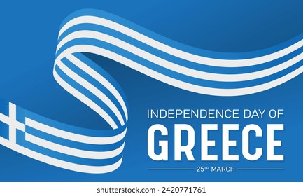 Happy Greek Independence Day celebration every year in 25th March. National republic day of Greece waving flags. Vector illustration for banner, greeting card, poster with background.
