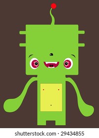 A happy green alien or monster smiling isolated