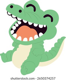Feliz verde bebê crocodilo mão desenhada