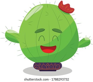 Happy green cactus vector colors