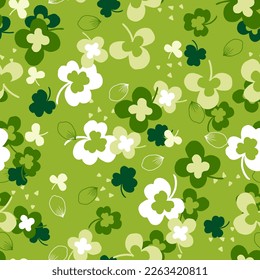 Happy Green Clover Festival Celebration Vector Seamless Pattern can be use for background and apparel design