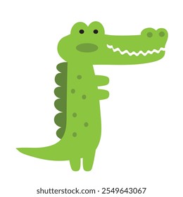 Happy green crocodile  vector cartoon illustration