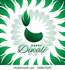 Happy Green Diwali with beautiful green leaf decoration 