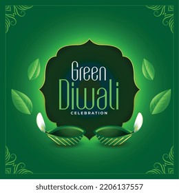 feliz verde diwali fondo tradicional con diya y diseño de hojas 