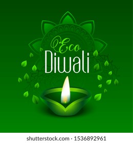 Happy Green Eco Diwali Leaves Background