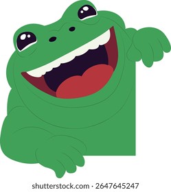 Happy Green Frog Peeking Corner