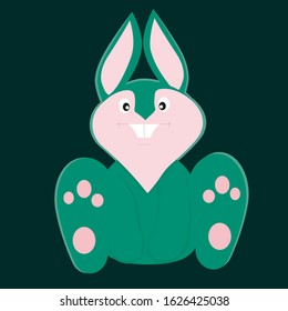Happy green grove. Romantic happy bunny. Cute bunny sitting.