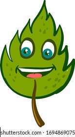 Happy green leaf, illustration, vector on white background