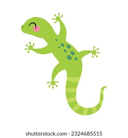 Happy Green Lizard mit Tail and Paws Crawling Vektorgrafik