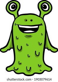 Happy green monster, illustration, vector on a white background.