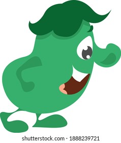 Happy green monster,illustration,vector on white background