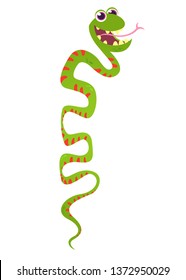 Happy green snake cartoon vector illustration