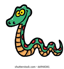 Happy green snake vector illustration