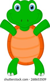 Happy green turtle cartoon