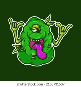 Happy Green Weed Nugget Monster Character Stock Vector (royalty Free 