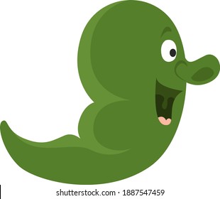 Happy green worm ,illustration,vector on white background