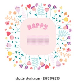 Happy greeting card vector template with text space