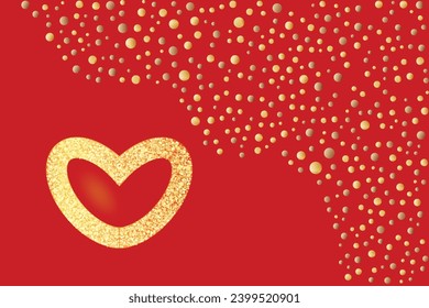 Feliz saludo puntos dorados como la frontera 14 de febrero Día todos los amantes Fiesta Diseño Gentil Sentimientos románticos Tarjeta de San Valentín Promoción plantilla de compras amor concepto romántico fondo rojo Efecto Glitter 