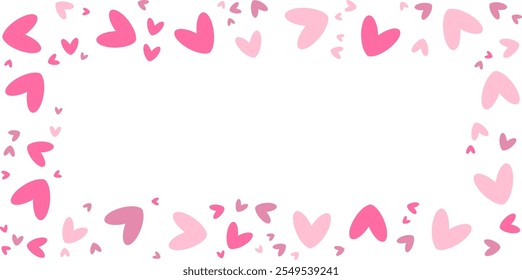 Feliz saludo pastel corazones rosados marco 14 febrero Día de todos los amantes Sentimientos románticos Tarjeta de San Valentín Promoción de compras Plantilla amor Borde del corazón Espacio de copia para texto de saludo Formato ancho Aislado