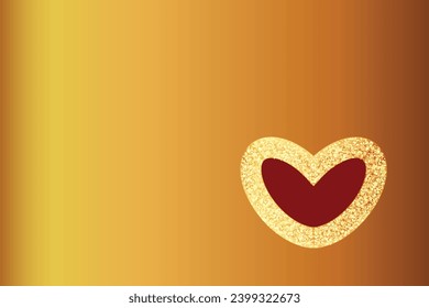 Happy greeting red gold heart 14 february Day all lovers Romantic feelings Valentine's card Copy space for wishing text Promotion shopping template love concept Golden background Metallic effect Party