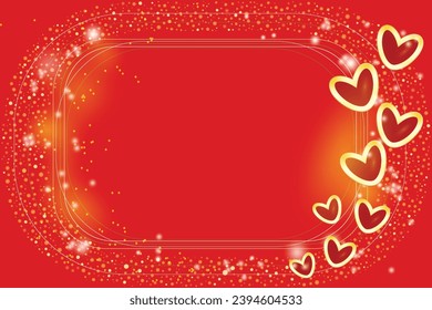 Feliz saludo corazones dorados rojos 14 de febrero Día de todos los amantes Diseño Gentil Sentimientos románticos tarjeta de San Valentín radiante afecto Promoción plantilla de compras concepto de amor fondo romántico Brillo