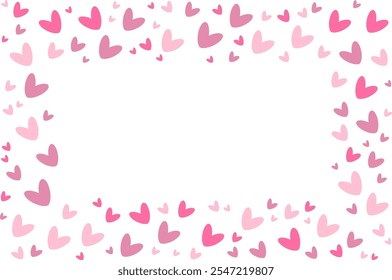 Saludo feliz marco de corazones rojos rosas 14 de febrero Día de todos los amantes Diseño suave Sentimientos románticos Tarjeta de San Valentín Promoción de compras Plantilla de amor Borde del corazón Copiar espacio