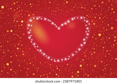 Feliz saludo rojo Brillante corazón 14 de febrero Día todos los amantes Diseño Gentil Sentimientos románticos tarjeta de San Valentín radiante afecto Promoción plantilla de compras amor Fondo de venta Dorado