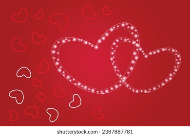 Feliz saludo rojo Brillantes corazones 14 de febrero Día todos los amantes Diseño Gentil Sentimientos románticos tarjeta de San Valentín radiante afecto Promoción plantilla de compras concepto de amor fondo de saludo