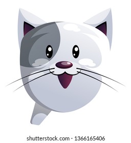 Happy grey cartoon cat vector illustration on white background