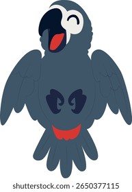 Happy Grey Parrot Cartoon hand drawn