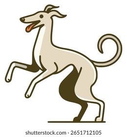 happy greyhound dog pet animal playful flat color vector illustration template design