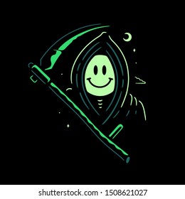 HAPPY GRIM REAPER COLOR BLACK BACKGROUND