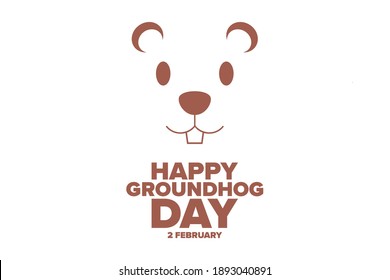 Happy Groundhog Day. 2 February. Holiday concept. Template for background, banner, card, poster with text inscription. Vector EPS10 illustration
