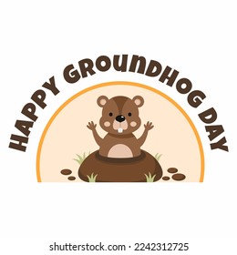 Happy groundhog Day. Banner for the holiday. February 2.