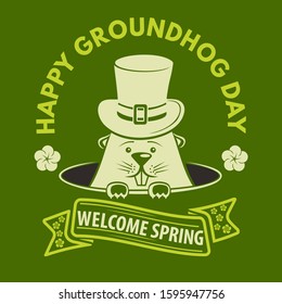 Happy Groundhog Day Card Design Marmot Stock Vector (Royalty Free