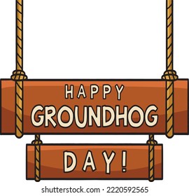 Happy Groundhog Day Cartoon Colored Clipart