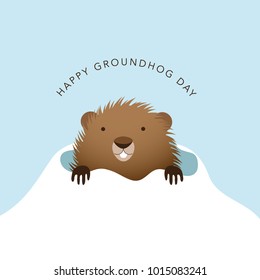 Happy Groundhog Day cartoon with text. EPS10 vector illustration.