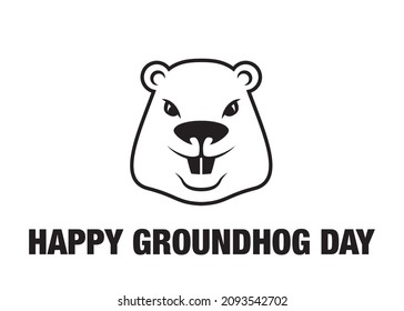 Happy groundhog day celebration. Funny vector cartoon illustration with marmot.