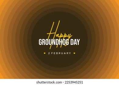 Happy Groundhog Day with circular background. Typography Groundhog Day, lettering and vector for greeting cards, banner and poster